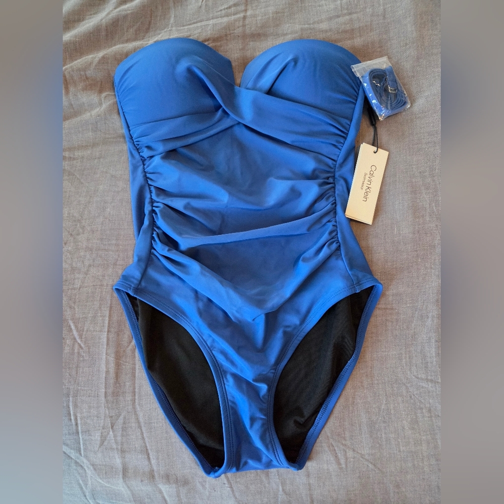 Calvin Klein Royal Blue Strapless One-Piece Swimsuit Size 6